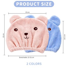 Bangbobi Hair Turban Set of 2 - Quick-Drying Microfibre Towel for Hair, Women & Children - Turban Cap as Hair Towel for Bath & Sauna