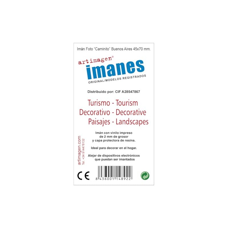 Artimagen Caminito Buenos Air Photo Magnet 45 x 70 mm