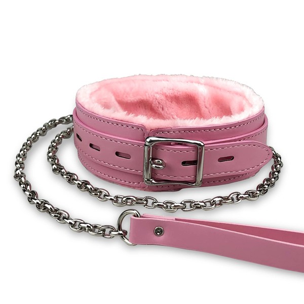 JOYMIN Gothic Leather Choker Collar, PU Leather Fur Lined Collars