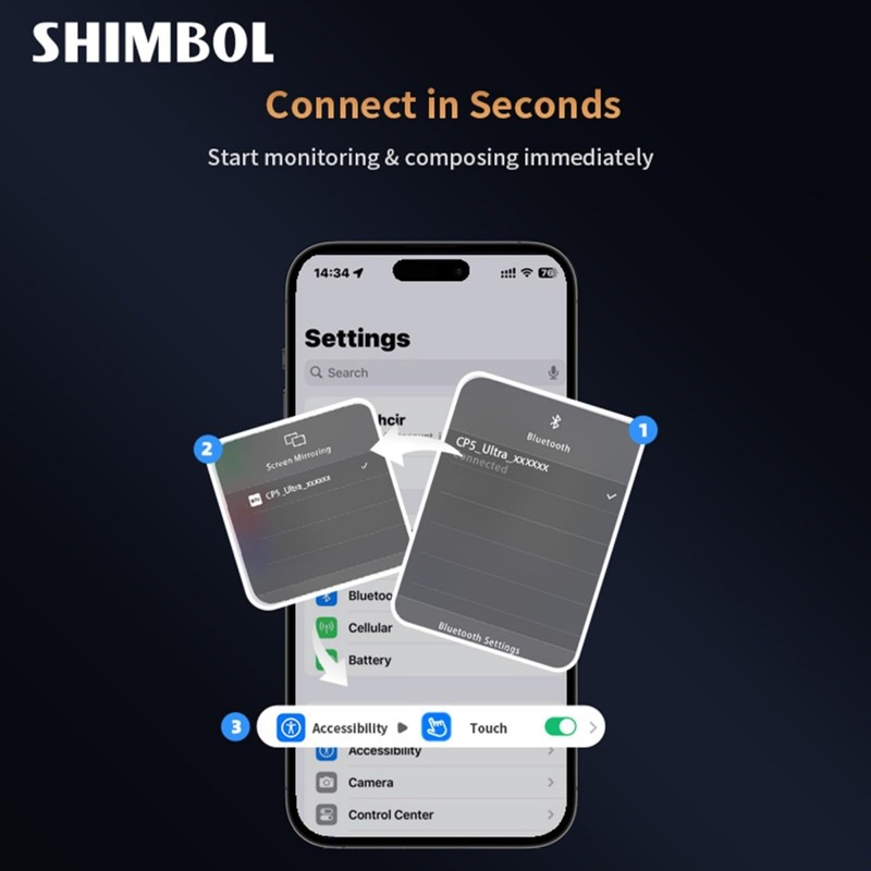 Shimbol CP5 Ultra Black, Wireless Phone Vlog Selfie Monitor Screen,
