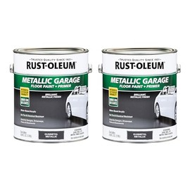 Rust-Oleum 349353-2PK Metallic Garage Floor Paint and Primer, Gallon, Gunmetal, 2 Pack