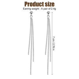 Silver Dangle Earrings for Women, Exquisite Long Tassel Chain Drop Dangler Fashion Pendant Threader Earrings Statement Jewelry Accessories Gift for Birthday Prom Dinners