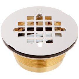 Jones Stephens Corporation D40140 No Caulk 2-Inch Shower Stall Drain Stainless Steel Strainer with Brass Body, Small