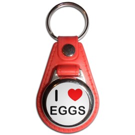 I Love Eggs - Red Plastic Medallion Key Ring