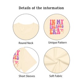 Bride Shirts for Women Oversized in My Engaged Era Tshirt Bachelorette Outfit for Bride Engagement Party Tops Beige