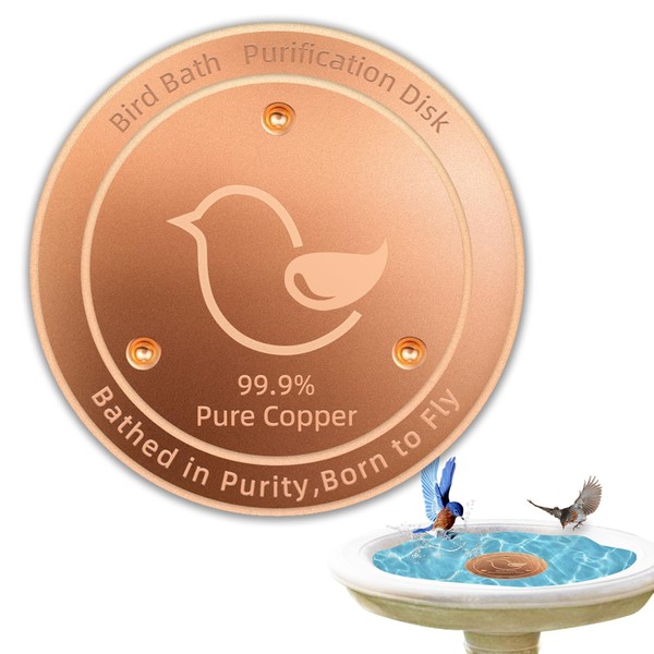 Fashtour Bird Bath Copper Disk, 4.2" Large Surface Area, Covers