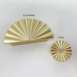 Brushed Gold Art Deco Pull Knob/Cup Handle. Kitchen Replacement Knob, Drawer Knob, Furniture Knob, Cabinet Knob, Kitchen Door Knob (Cup Handle)
