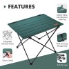 VILLEY Folding Camping Table Portable Beach Table With Aluminum Panel
