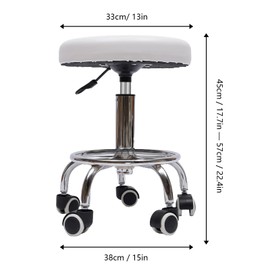 kunghei White Classic Swivel Stool with Wheel,17-22 inch Height Adjustable Height-Adjustable and Cost-Effective Rolling Stool Chair Small for Salon Work Home SPA Shop