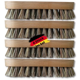 zederle Scrubbing Brushes with Ergonomic Beech Wood Handle (Pack of 4) Hard Bristles, Root Brushes for Perfect Cleaning, Cleaning Brush, Hand Scrubber, Plastic-Free Natural Product