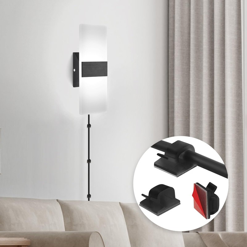 GOODATE Plug in Wall Sconces with Stepless Adjustable 3000K-6500K Colors