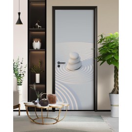 FLFK Door Sticker - Zen Garden Peel and Stick Door Mural Wall Decals, Removable Self-Adhesive Door Wallpaper for Home Decor, Combined Size 30.3" W x 78.7" L, Split into 2 Pieces