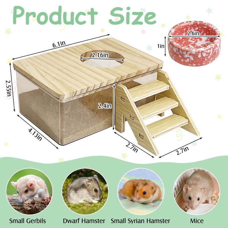 kathson Hamster Sand Bath Box Transparent Acrylic Small Syrian Hamster