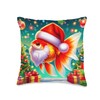 Christmas Oranda Goldfish Santa Fancy Goldfish Lovers Art Throw Pillow