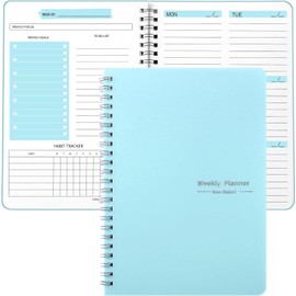 OSYLICT Weekly Planner Notebook,Undated A5 Daily Planner To Do List Diary,52 Weekly Habit Tracker Journal with Spiral Binding for College Work School Home Supplies (Blue)