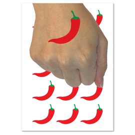 Chili Pepper Southwestern Temporary Tattoo Water Resistant Fake Body Art Set Collection - 54 1" Tattoos (1 Sheet)