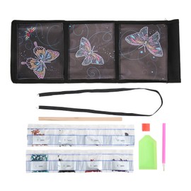 Wall Hanging Storage Bag DIY Diamond Printed Butterflies Storage Bag with 3 Pockets Waterproof Hanging Pocket for Bedroom