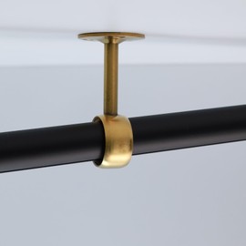 Coshar Heavy Duty Stainless Steel Shower Curtain Closet Curtain Rod Holder 1-Inch(25mm) Dia. Ceiling-Mounted & Wall-Mounted Bracket Closet Pole Flange Sockets Drapery Rods Supports - 4Pcs Gold