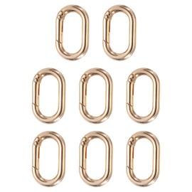 HARFINGTON 8pcs Spring O Ring Clip, Metal Spring Clasp Key Ring, Rounded Rectangle Keychain Snap Buckle Accessories for Purse Shoulder Bag Lanyard Leather DIY Crafts, Gold, Medium