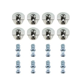 Half-Round Shape Screw in Type Shelf Holder Pin RLECS 8PCS 20x22mm Thread Cam Lock Alloy Shelf Support Holder Bracket Stud Pins for Closet Furniture Wooden Cabinet, Silver Yellow