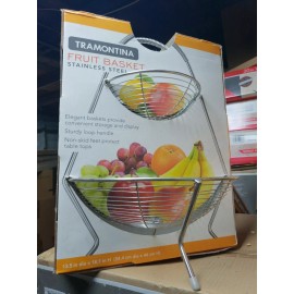 Tramontina 2 Tier Metal Fruit Basket Stainless Steel Display Stand Tramontina