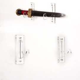 WANLIAN Sword Wall Mount Acrylic Wall Mounted Hook Samurai Sword Stand Display Stand Support All Swords Blak(1 pairs) (Clear)