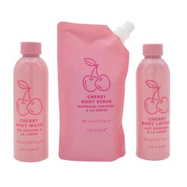 Cherry Baby Womens Shower Set of 3 - Body Wash, Body Lotion, Body Scrub