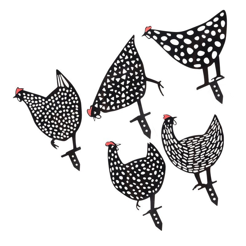 5Pcs Rooster Silhouette Acrylic Hollowed Assorted Style Rich Details Black