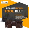 VEEKAY Brown Leather Tool Belt 11 Pocket Suede with 2-Inch