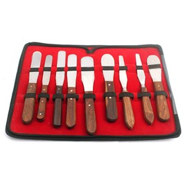 AAProTools New Premium Grade Stainless Steel Set of 9 Pieces Dental Mixing Spatula Plastic ALIGNATE Mixing-Wooden Handle