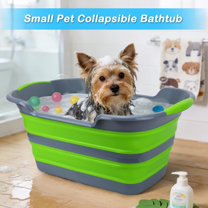 ddLUCK Multi-Functional Collapsible Pet Bathtub with Drainage Hole, Portable Indoor