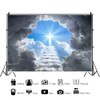 Renaiss 7x5ft Stairway to Heaven Backdrop Holy Light Cross Clouds