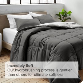 Bare Home Queen Comforter - Reversible Colors - Goose Down Alternative - Ultra-Soft - Premium 1800 Series - All Season Warmth - Bedding Comforter (Queen, Grey/Light Grey)