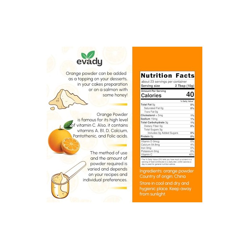 Orange Powder 8 oz, Natural Orange Juice Powder for Baking,