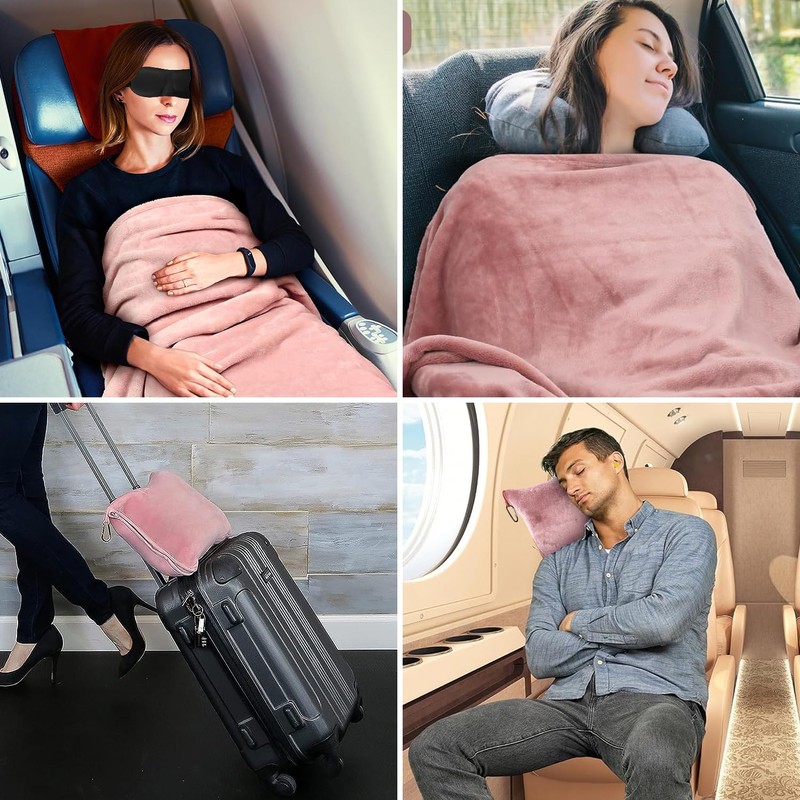 Bocguy Travel Blanket, Ultralight, 2-in-1 Transformation Pillow, Travel Blanket, Travel