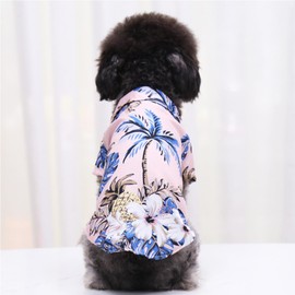 LHYZ PARK Hawaiian Beach Print Pet Dog Cat T-Shirts Cute for Small to Medium Dog Cats Cool Summer Vest Camp Shirt Clothes (Pink, 2XL)