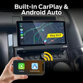 Single DIN Car Stereo with Flip Out Screen Wireless CarPlay Android Auto, Flip up Touch Screen car Radio with OEM Level Sound Quality Bluetooth AM FM