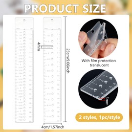 BENECREAT 2 Styles Clear Sewing Ruler, 20cm(7 7/8 Inch) Acrylic Quilting Ruler with Holes, INCH CM Measure Tool for Pattern Sewing and Quilting