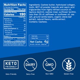 Bulletproof Vanilla Shortbread Collagen Protein Bars, Pack of 12, Keto-Friendly Snack with MCT Oil, 2g Sugar, No Added Sugar, Grass-Fed Collagen