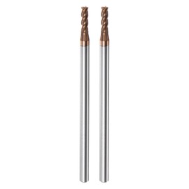 sourcing map 2pcs Carbide Square End Mills 3mm (1/8") Dia 4mm (5/32") Shank 75mm (3") Extra Long HRC55 TiSiN Coated Micro-Grain Tungsten Carbide 4 Flutes Milling Bit Cutter