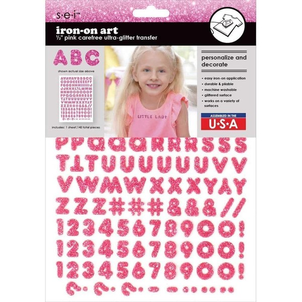 SEI 148 Pieces Iron on Letters: 1/2 Inch Glitter Iron