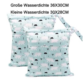 TRASUN Wet Bag Nappy Bags Wet and Dry Changing Bag Waterproof Washable Wetbag Organiser, Polar Bear, Toiletry bag