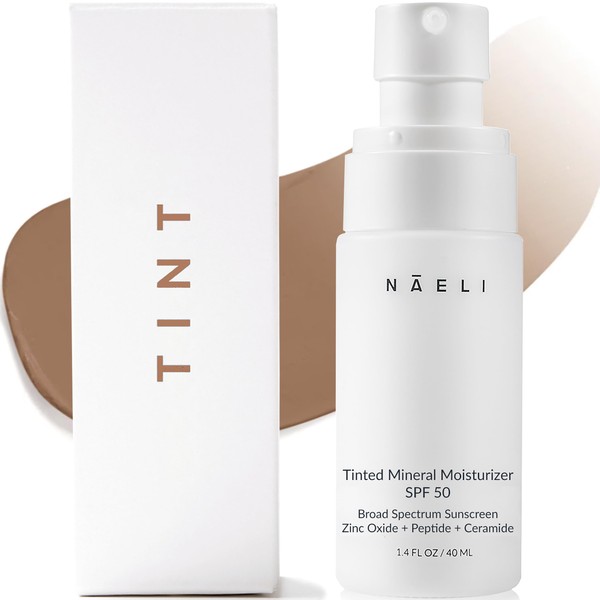 NAELI Anti Aging Tinted Moisturizer SPF 50, Mineral Sunscreen for