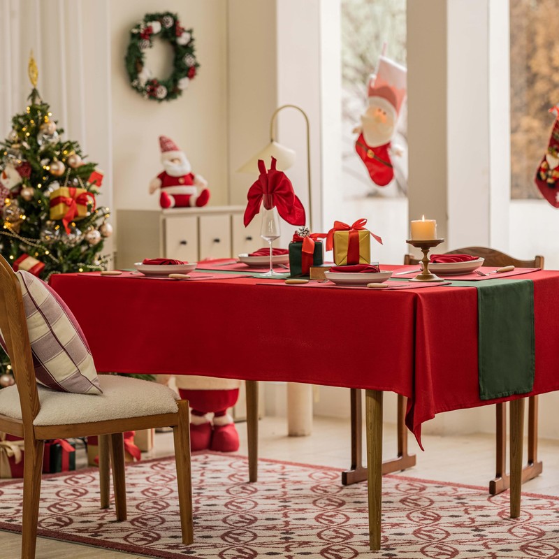 Home Brilliant Red Table Cloth for 6 to 8 Seats