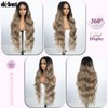DÉBUT Long Wavy Synthetic Lace Front Wigs Ombre Dark Blonde