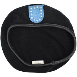 USGI Army Service Uniform Black Beret with Blue Flash Patch Army ASU Military DSCP Garrison (US, Numeric, 7 1/4, Black)
