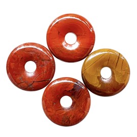 Neyisaa Large Hole 7mm Round Gemstone Disc Lucky Coin Pendant Bead Charms for Jewelry Making, Polished Crystal Amulet Peace Circle Donut Stone Beads Supplies 1.18”(30mm),4Pcs, Mookaite