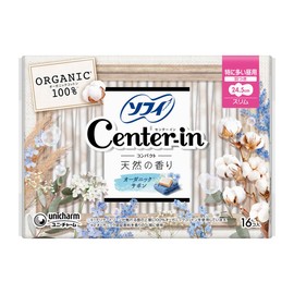 Sophy Center Inn Compact 1/2, For Most Daytime Slim, With Wings, Organic Savon Scent, Natural Scent, Quantity: 1 Pack (16 Pieces)