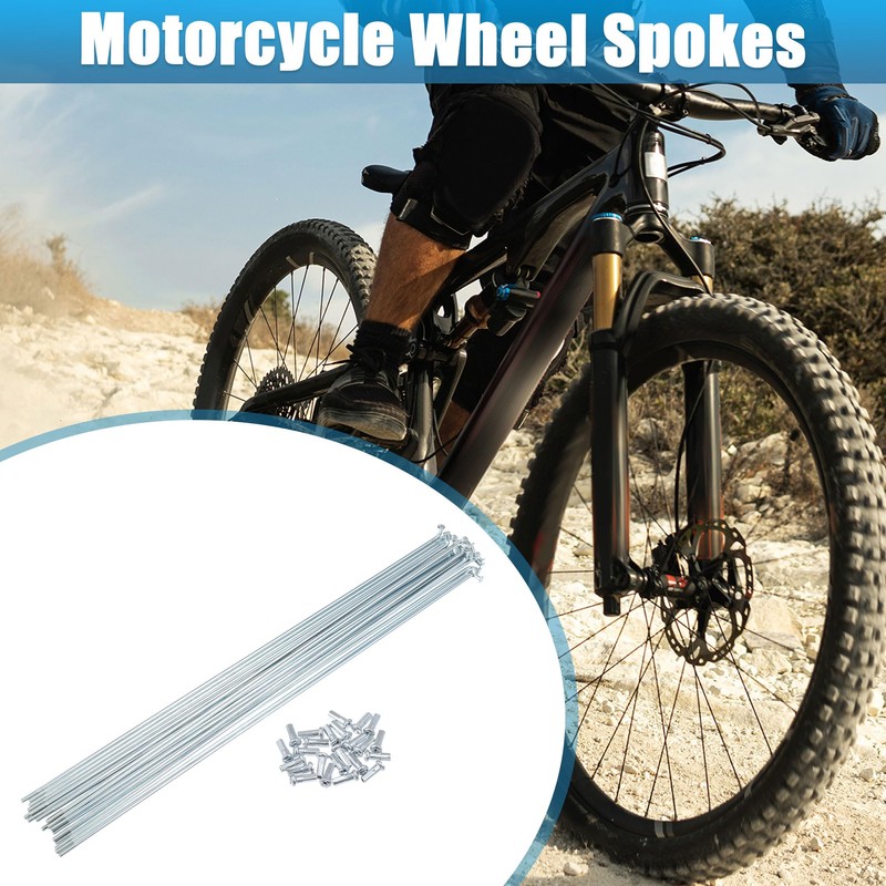 X AUTOHAUX 24pcs 13G J Bend Bike Galvanized Spokes 11.34"