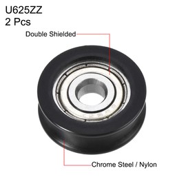 sourcing map U625ZZU Groove Bearing Belt Ball Bearing 5 x 20 x 7 mm Double Metal Roller Guide Wheel Pack of 5